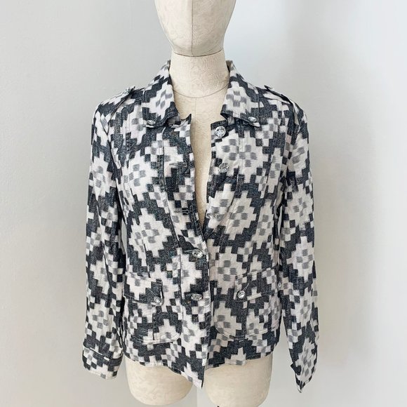 Neiman Marcus M Summer Jacket Boho Print Blazer - Picture 1 of 8